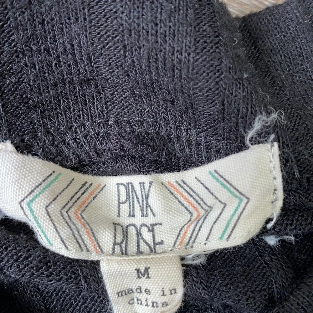 Pink Rose Cold Shoulder Black Medium Top